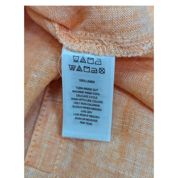 Sigrid Olsen 100% Linen Long Sleeve Women's Button Shirt Coral/Orange *Size M - Picture 9 of 10